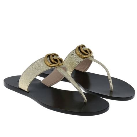 gucci gold flat sandals